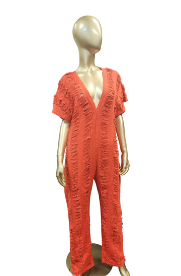 Orange Distressed Jumper
