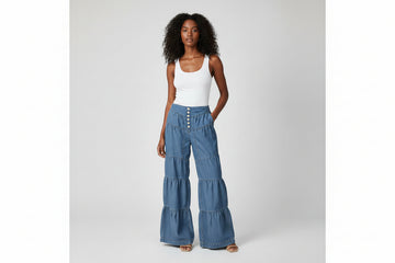 Denim Ruffle Pants