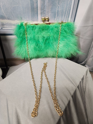 Green Feather Clutch