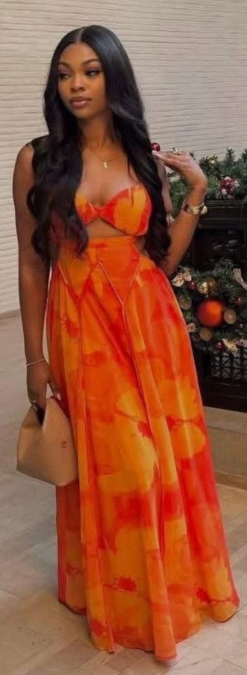 Orange Floral Sundress