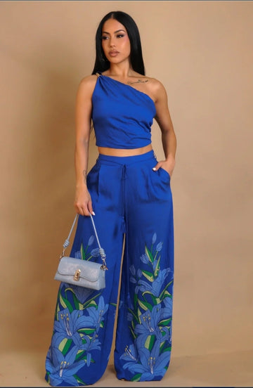 Blue Floral Print 2Pc