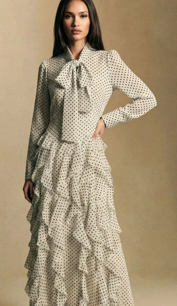 White/Polka Dot Maxi Dress