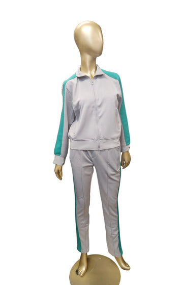 Grey Sweatsuit W/Green Trim