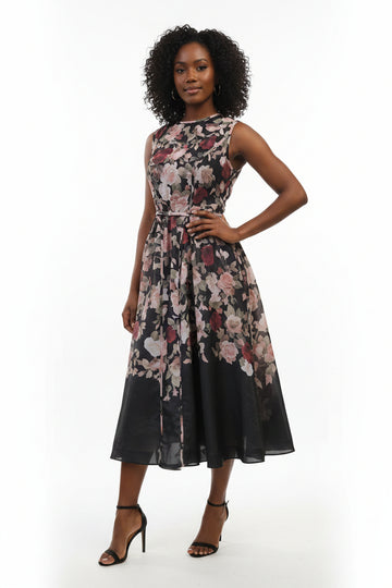 Black Floral Print Dress