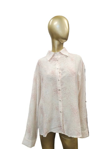 Pink/White Blouse w/Pearls