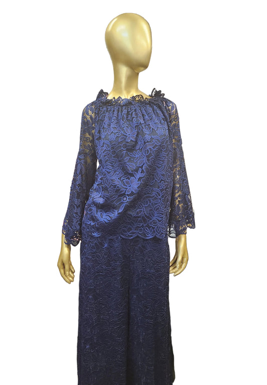 Blue Lace 2Pc Pants Set