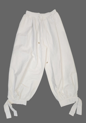 White Tie-up Pants
