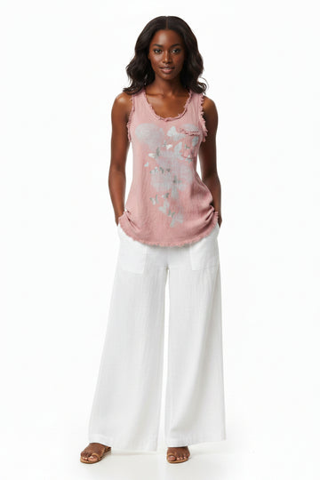 Pink Linen Blend Top