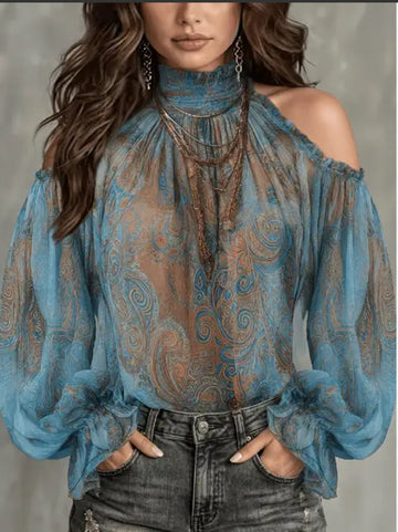 Paisley Print Teal Top