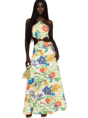 Multi Color Floral Print Dress